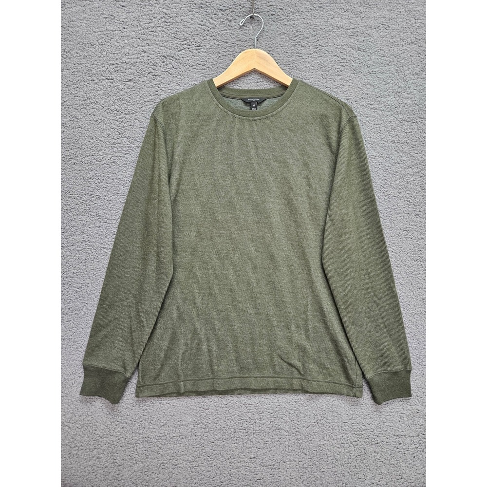 Banana Republic Shirt Medium Olive Green Waffle Knit Thermal Crew Neck Casual